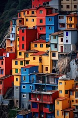 Fototapeta na wymiar A picturesque view of colorful houses on a hillside. Ideal for real estate or travel concepts