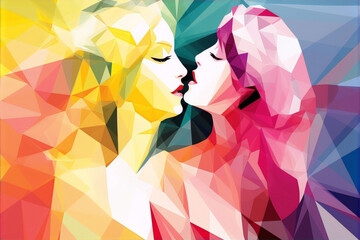 Blue Lovers, a painting by an unknown artist, depicts two lovers in a romantic embrace. The painting is in the Cubism style and uses a blue and white color palette.