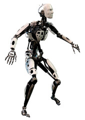 3D Rendering Male Robot on White