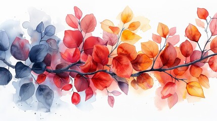 Elegant watercolor composition of a flowering branch, with red and orange flowers and dark green leaves clipart
  Concept: art and nature, in botanical books and textbooks, flora and plant growing. - Powered by Adobe