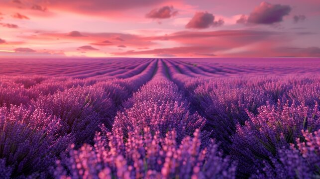 Blooming field lavender (Lavandula Angustifolia)