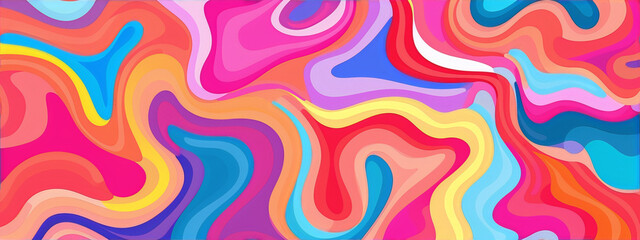 Fototapeta na wymiar Abstract painting with bright and vivid colors and flowing shapes.