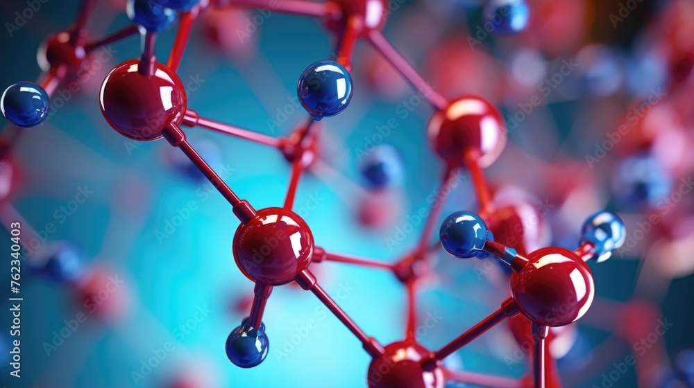 Poster A close up image of red and blue spheres. Suitable for various design projects