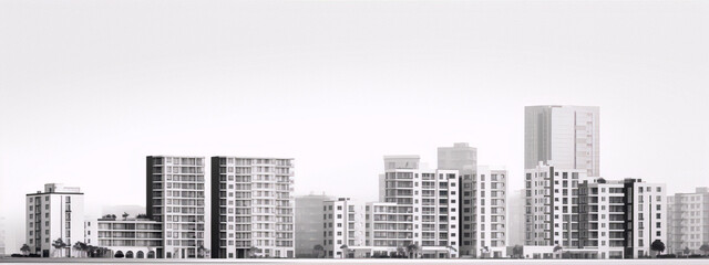 Obraz premium Black and white city buildings with a gradient sky