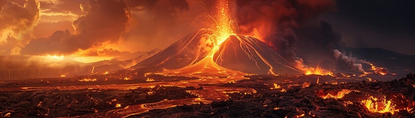 Capturing the intense power and natural beauty of the volcanic activity - obrazy, fototapety, plakaty