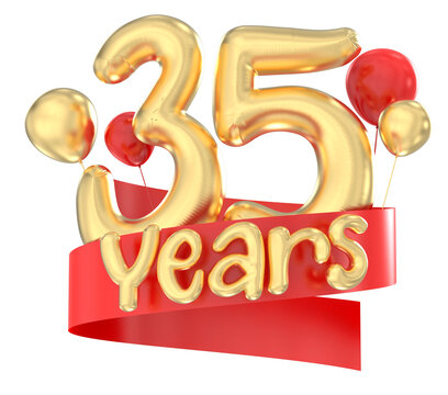Happy 35th birthday gold balloon