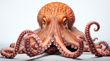 Obraz premium Detailed shot of an octopus on a white background. Suitable for marine life concepts