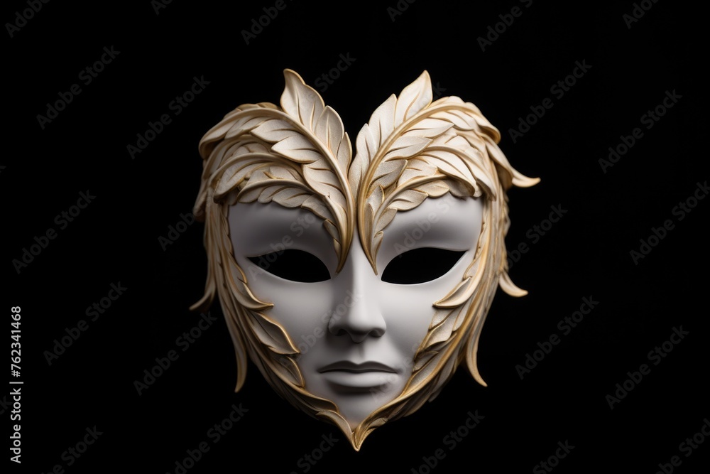 Poster close-up of a mask on a dark background. ideal for mysterious or dramatic themed designs