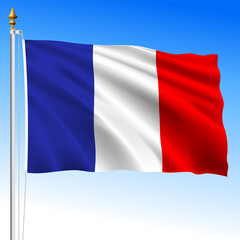 France, official waving flag on the white background, European Union, vector illustration