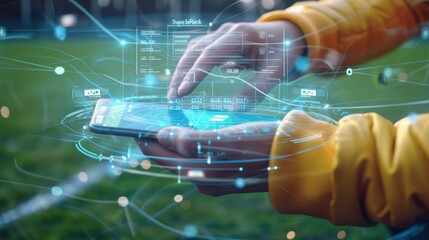 Dynamic Sports Updates CloseUp of Hands Receiving RealTime Team Scores and Logos on Mobile Phone Display Exciting Sports News and Live Updates