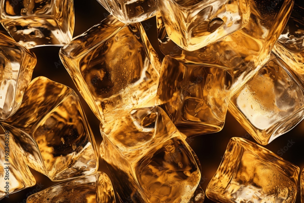 Poster A pile of ice cubes stacked on top of each other. Suitable for various concepts and designs.