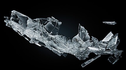 A collection of shattered glass on a dark background. Suitable for illustrating accidents or danger