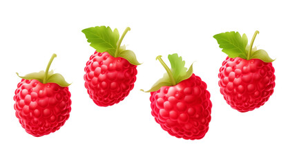 raspberries isolated on transparent background cutout