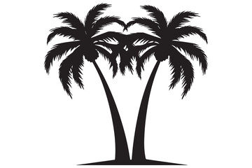 black silhouette Palm trees vector set