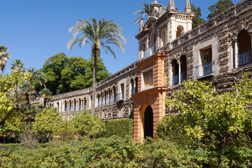 Naklejka premium Seville (Spain). Gardens of the Real Alcázar of Seville