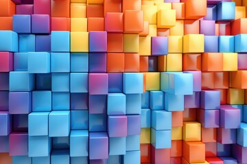Colorful cubes stacked together, ideal for educational or abstract concepts - obrazy, fototapety, plakaty