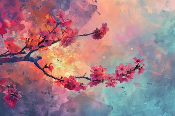 Obraz na płótnie Canvas Petals and sky cherry blossoms
