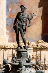 Seville (Spain). Detail of the Neptune fountain in the gardens of the Real Alcázar of Seville