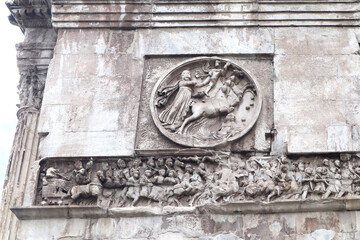 Fragment of Arch of Constantine in Rome, Italy	
