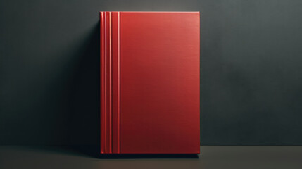 A red refrigerator standing against a black wall. Suitable for home appliance advertisements