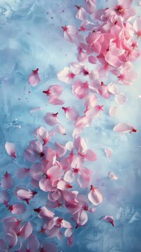 Sky filled with cherry blossom petals watercolor paint