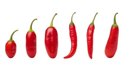 red hot chili peppers set isolated on transparent background cutout - obrazy, fototapety, plakaty