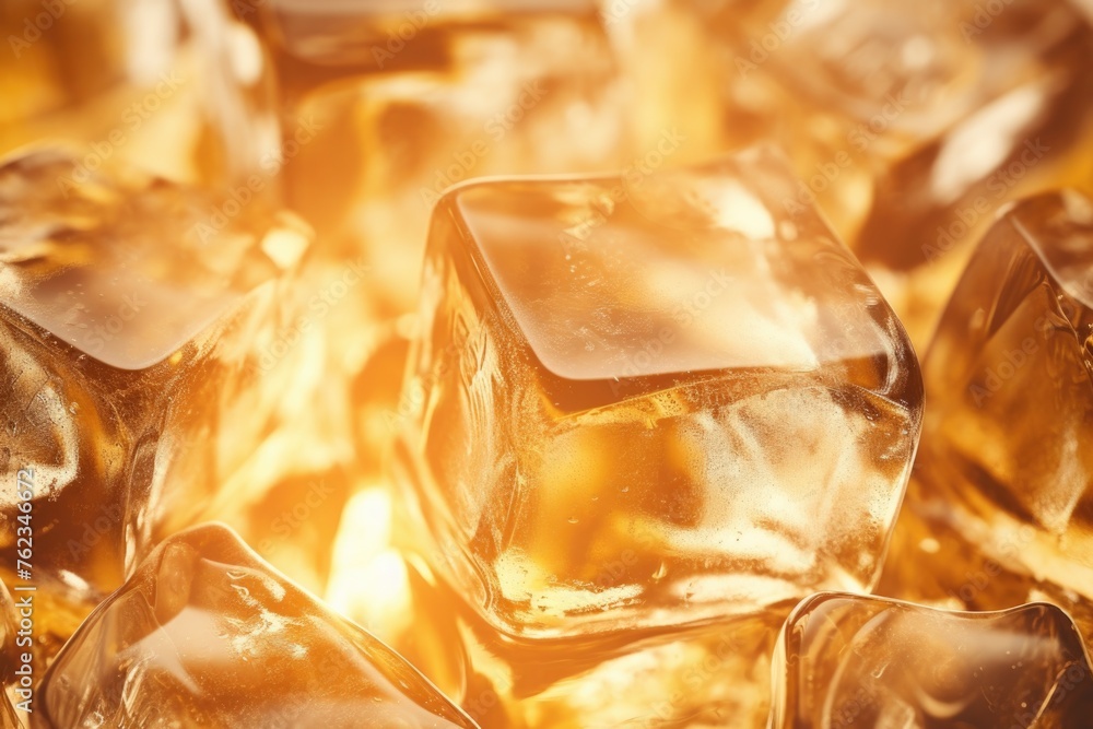 Poster a bunch of ice cubes stacked on top of each other. can be used for various beverage or summer themed