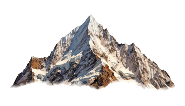 snow mountain isolated on transparent background cutout