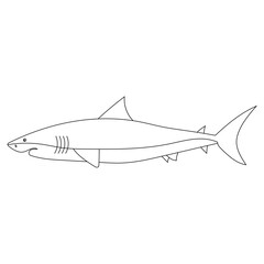 Outline Shark Clipart for Lovers of Aquatic Animals, Underwater Creatures, and Sea Life