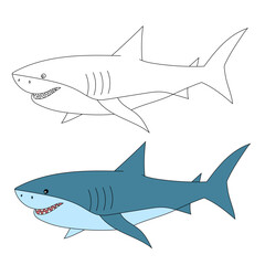Shark Clipart Set for Lovers of Aquatic Animals, Underwater Creatures, and Sea Life. Colorful and Outline Sharks