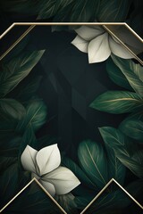 Simple and elegant image of white flowers and leaves on a black background. Perfect for various design projects