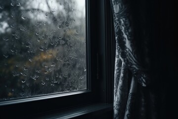Raindrops on a window, suitable for weather-related content