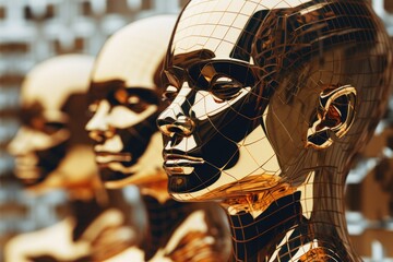 A group of mannequin heads in a store. Perfect for retail or fashion concepts - obrazy, fototapety, plakaty