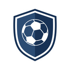 Shield icon with ball, illustration.