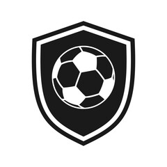 Shield icon with ball, illustration.