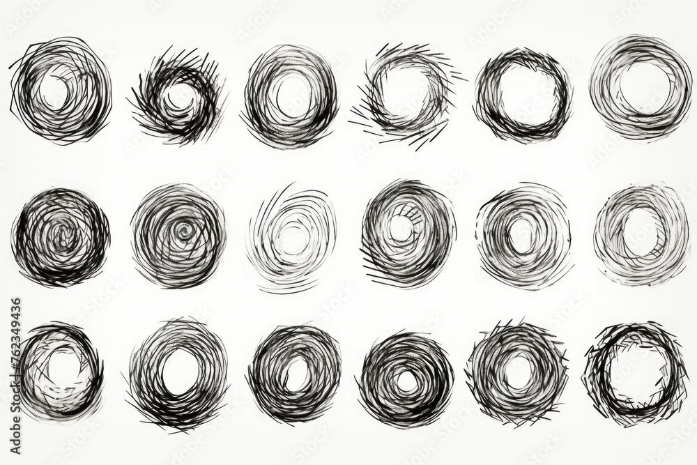 Poster A collection of hand-drawn circles for various design projects. Ideal for backgrounds and patterns