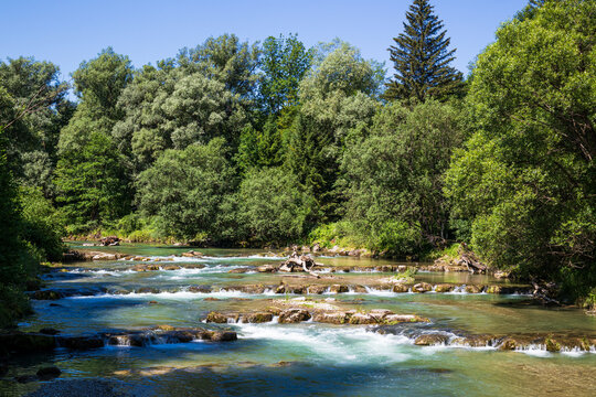 Fluss Mangfall in Oberbayern, Deutschland
