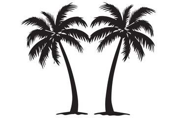 black silhouette Palm trees vector set