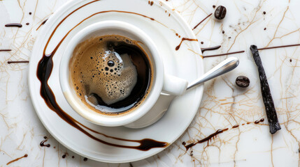 Cup of espresso with vanilla syrup