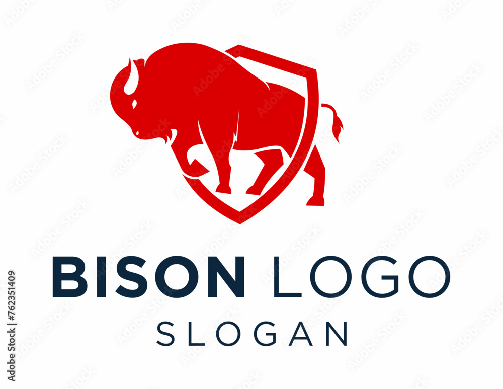 Poster logo about bison on a white background. created using the coreldraw application.