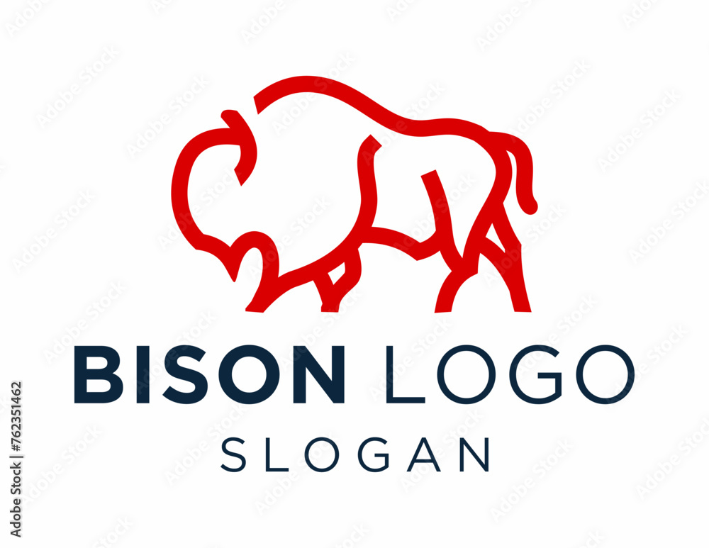 Poster logo about bison on a white background. created using the coreldraw application.
