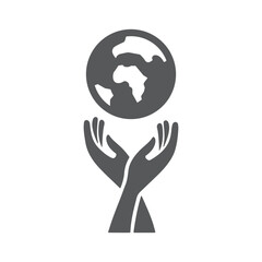Hands holding globe earth, web, icon.