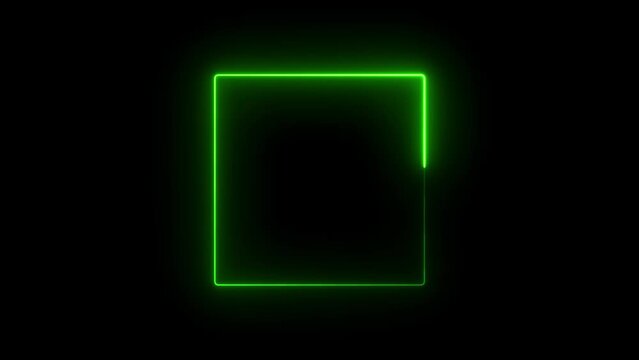 Abstract beautiful green Neon squire frame background in retro style, 4k animation video.
