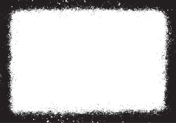 Fondo abstracto grunge con salpicaduras y suciedad formando un marco negro de textura oscura con efecto de spray, recurso banner con efecto enmarcado. Espacio para texto o imagen - obrazy, fototapety, plakaty