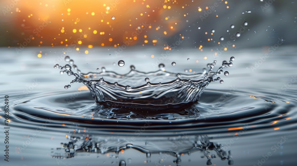 Aufkleber Flowing ripples of water surface from a drop isolated on transparent background. White noise impact effect on the top. Modern circle ripple texture template of a liquid shampoo or gel swirl.