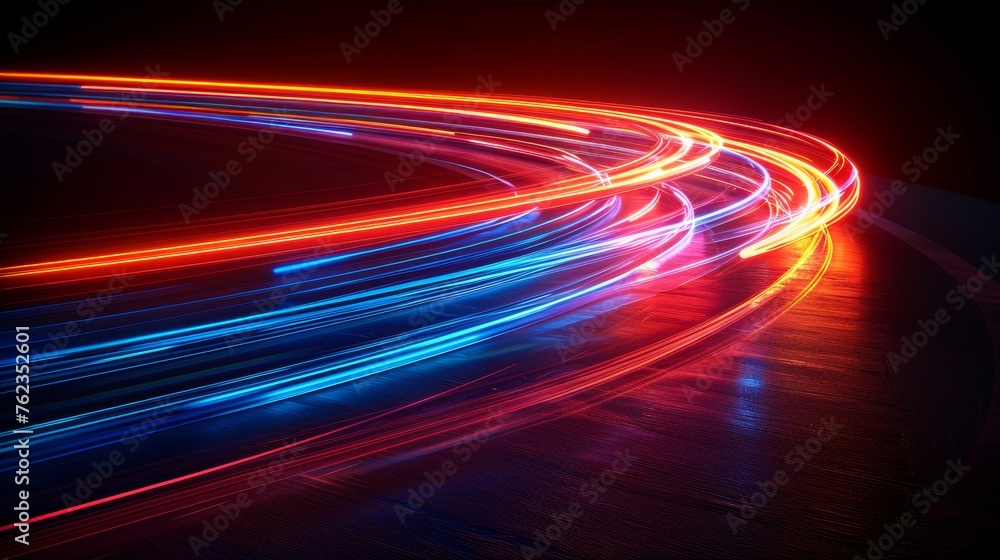 Aufkleber a futuristic abstract flash perspective, glowing road light streaks from long exposure, modern set o