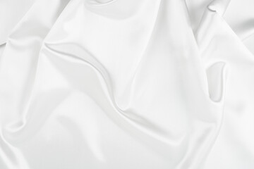 Closeup of rippled white silk fabric