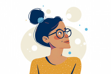 Optimistic Teacher with Glasses Illustration