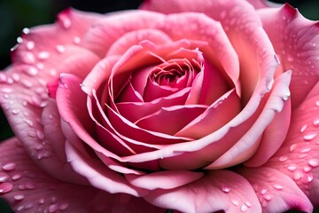 A close-up perspective capturing the softness and beauty of a pink rose and its petals, realistically portrayed in