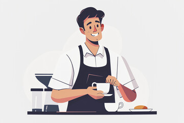 Barista Making Coffee in Cafe